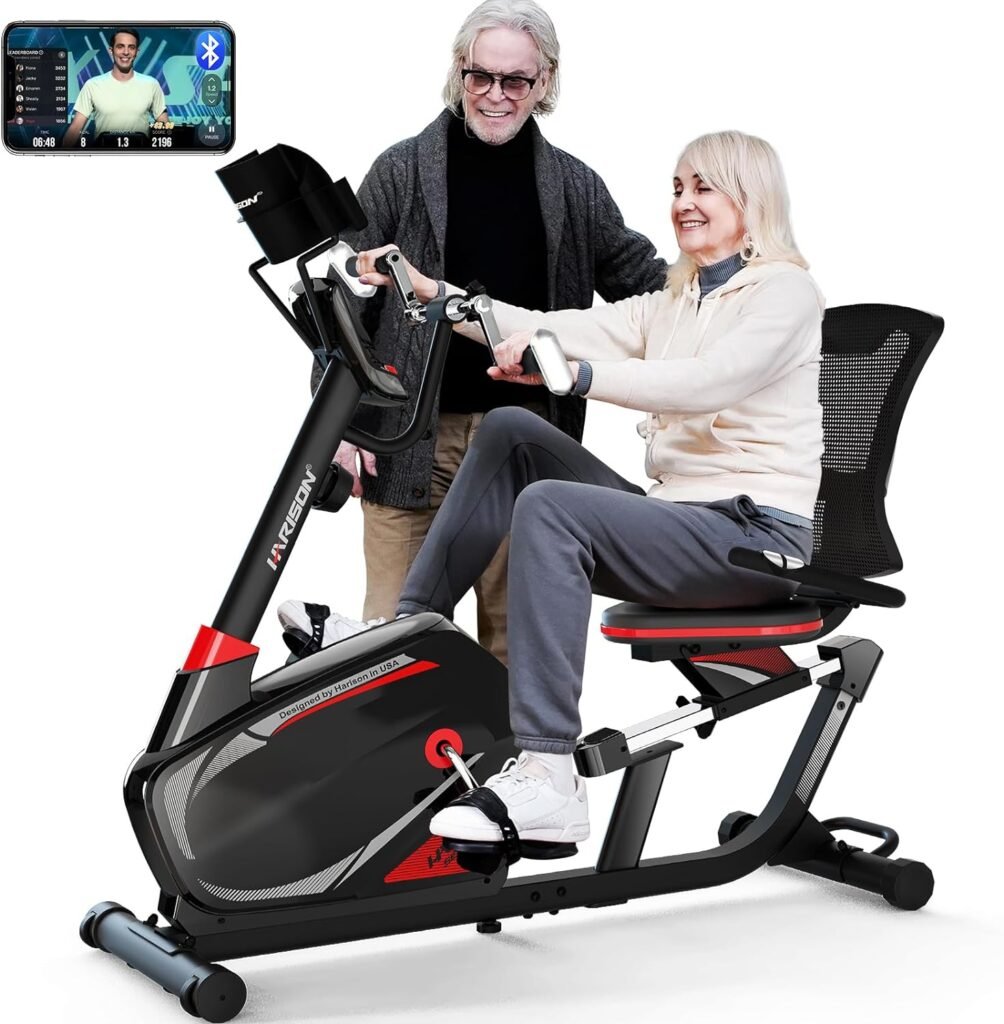 HARISON Magnetic Recumbent Exercise Bike with Arm Exerciser, Recumbent bikes for Adult and Seniors, Recumbent Exercise bike for Home 400 lbs Capacity