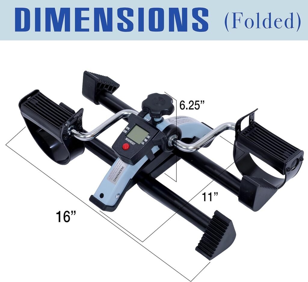iLiving Under Desk Bike Pedal Exerciser with Electronic Display - Fully Assembled Folding Equipment, Mini Bike for Legs and Arms Workout, Portable and Easy-to-Use with LCD Screen (ILG-688), Blue
