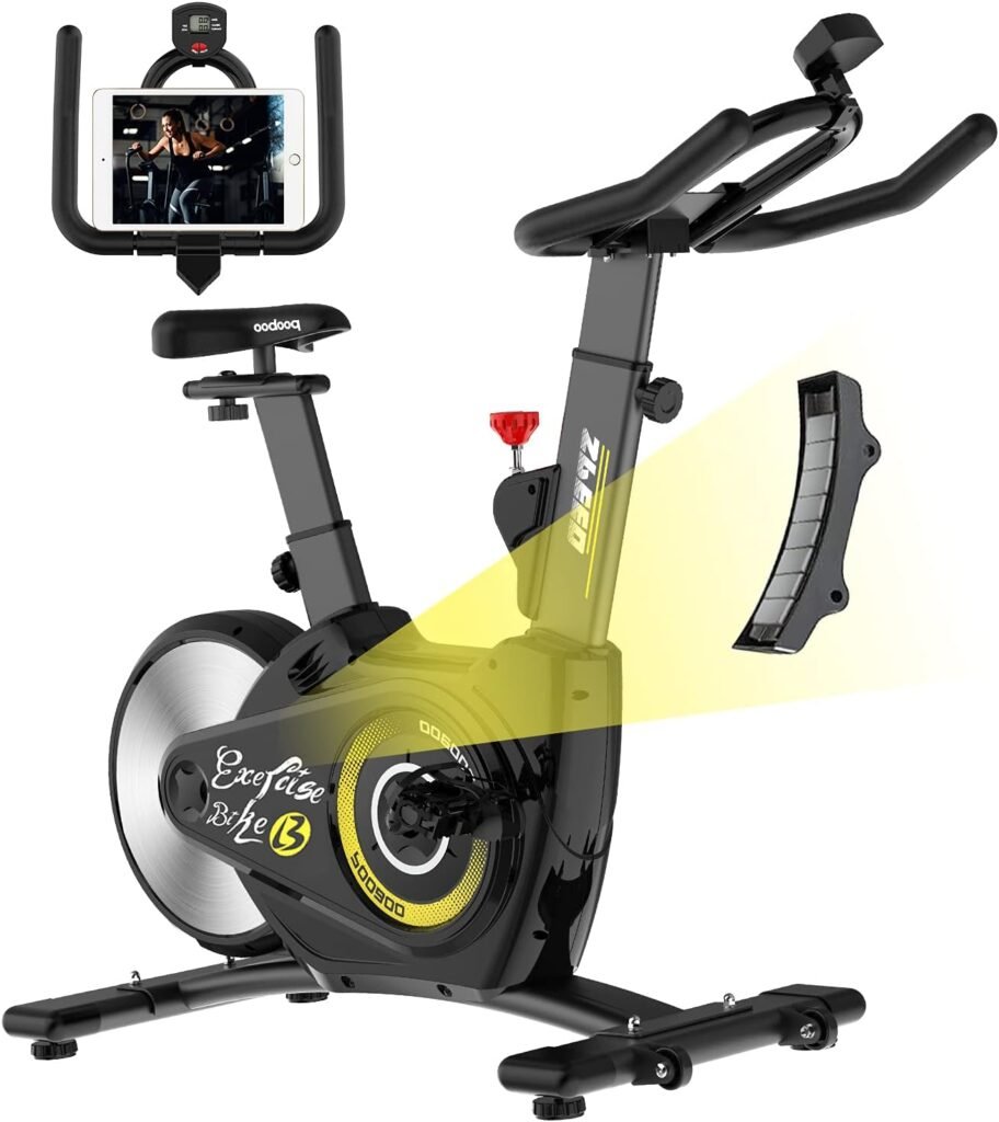 Indoor Exercise Bike pooboo Indoor Cyling Bikes Magnetic Resistance Stationary Bikes with Rear Flywheel and LCD Display for Home Cardio Workout Bikes