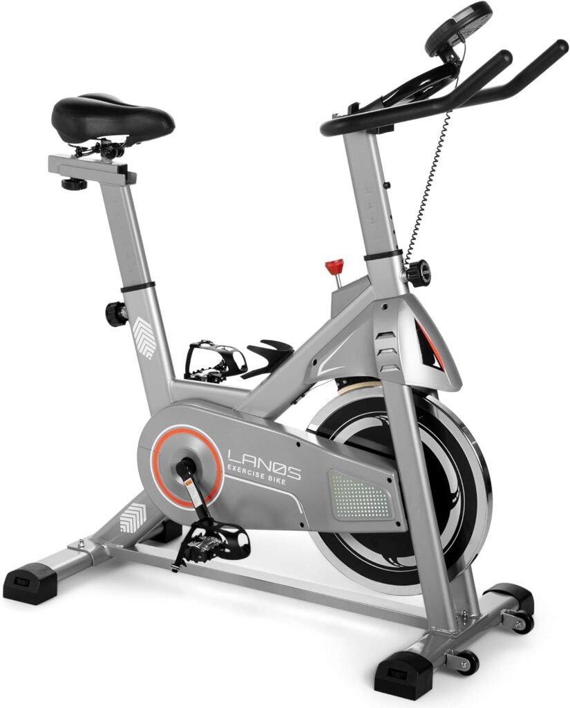 Lanos Exercise Bike, Stationary Bike for Indoor Cycling | The Perfect Exercise Bikes for Home Gym | Indoor Exercise Bike for Men and Women | Stationary Bike | Comfortable Seat Cushion, Silent Belt Drive, iPad Holder