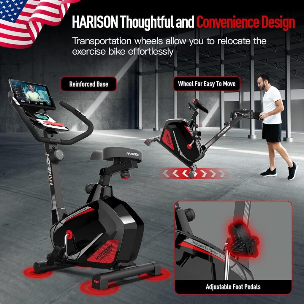 Magnetic Upright Exercise Bike Stationary Indoor Cycling Bike with Tablet Holder for Home Cardio Workout 350 LBS Capacity