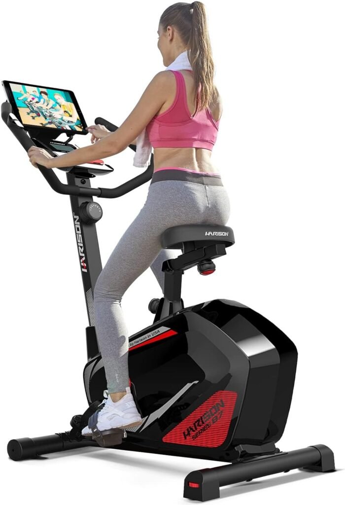 Magnetic Upright Exercise Bike Stationary Indoor Cycling Bike with Tablet Holder for Home Cardio Workout 350 LBS Capacity