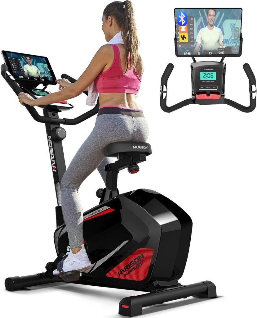 Magnetic Upright Exercise Bike Stationary Indoor Cycling Bike with Tablet Holder for Home Cardio Workout 350 LBS Capacity