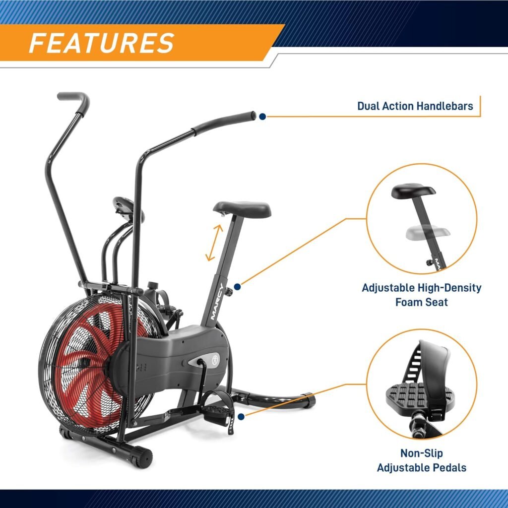 Marcy Air-Resistance Exercise Fan Bike With Dual Acction Handlebars