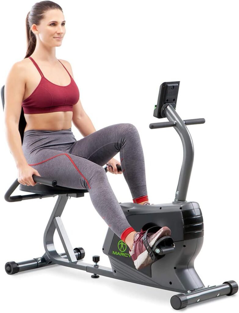 Marcy Magnetic Recumbent Exercise Bike For Home and Home Gym, With Digital Monitor And Quick Adjustable Seat NS-1206R