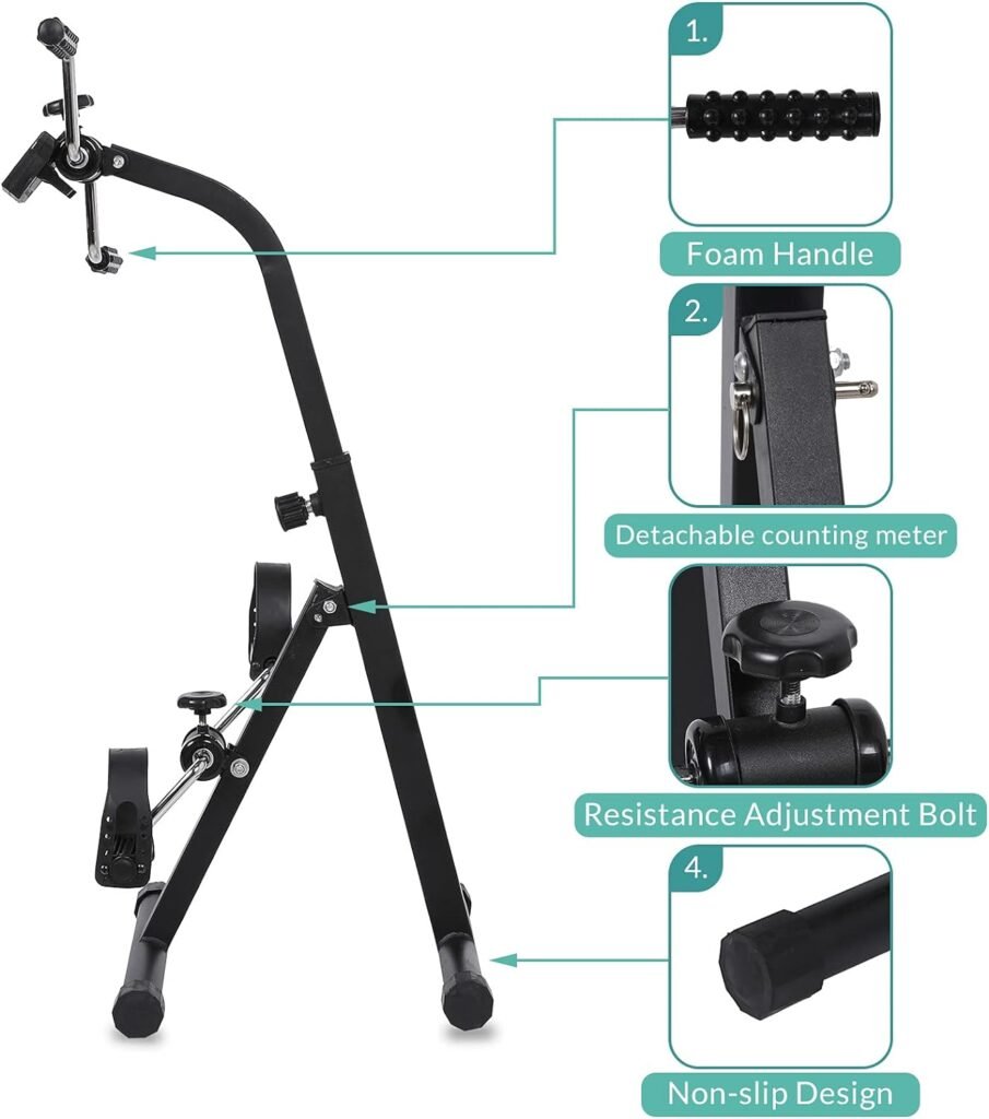 MEETWARM Pedal Exerciser - Hand Arm Leg  Knee Recovery Cycle Medical Peddler - Fitness Rehab Equipment Machine While Sitting for Seniors Elderly - Total Body Exercise Bike Pedals at Home