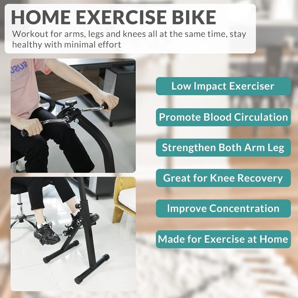 MEETWARM Pedal Exerciser - Hand Arm Leg  Knee Recovery Cycle Medical Peddler - Fitness Rehab Equipment Machine While Sitting for Seniors Elderly - Total Body Exercise Bike Pedals at Home