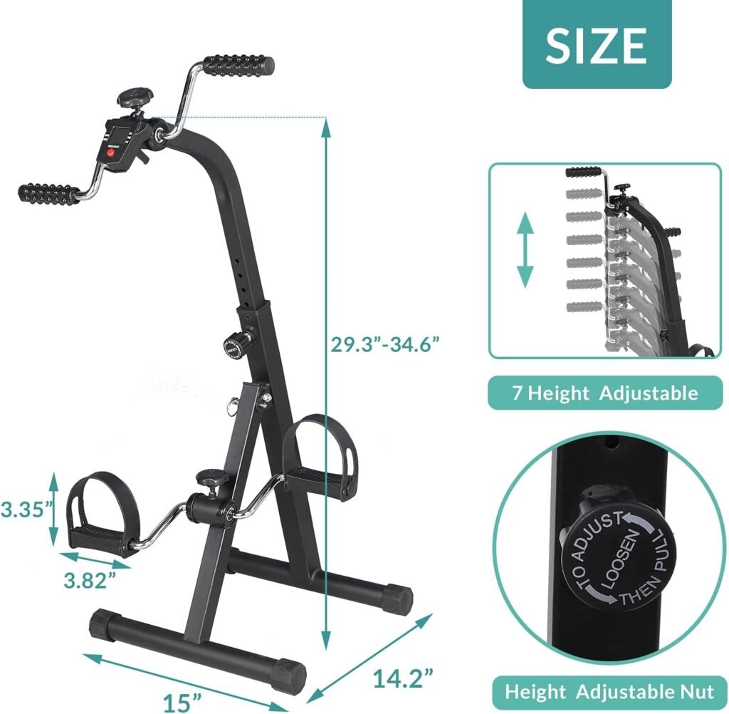MEETWARM Pedal Exerciser - Hand Arm Leg  Knee Recovery Cycle Medical Peddler - Fitness Rehab Equipment Machine While Sitting for Seniors Elderly - Total Body Exercise Bike Pedals at Home
