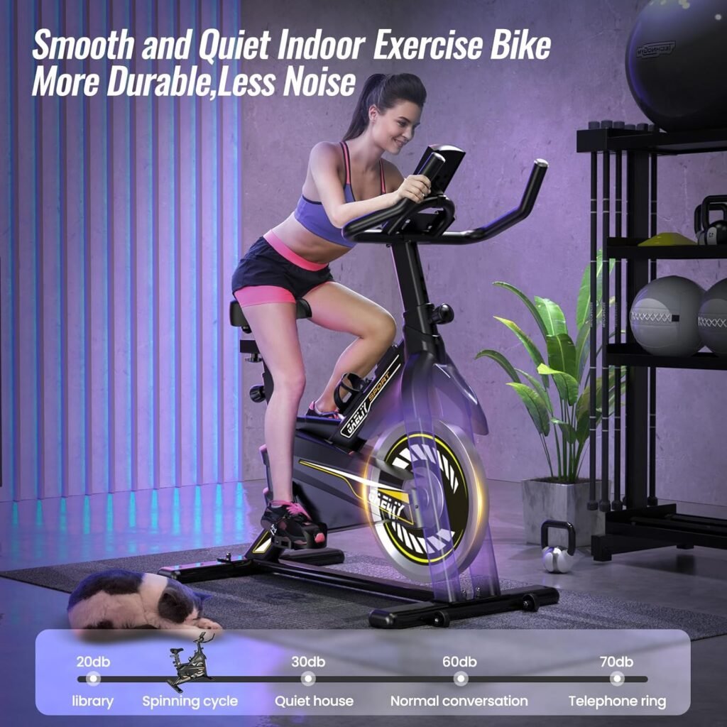 MGDYSS Exercise Bike-Stationary Bikes Indoor Cycling Bike,Cycle Bike Belt Drive Indoor Exercise Bike with LCD Monitor and Comfortable Seat Cushion