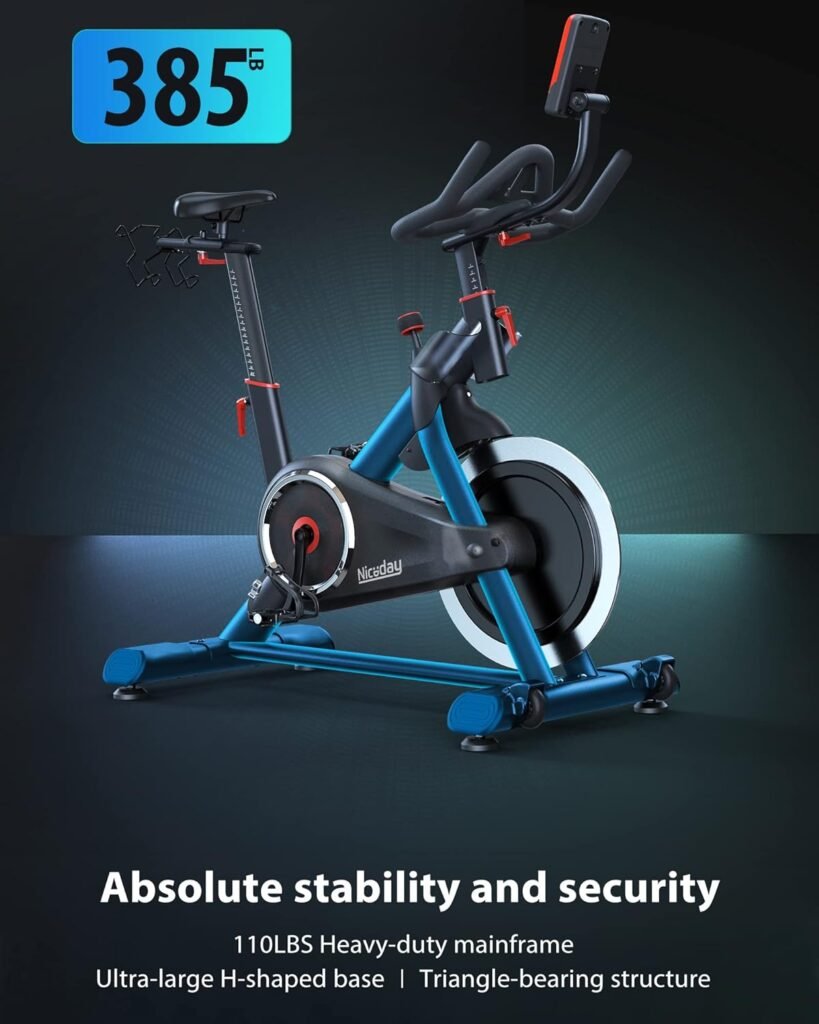 Niceday Indoor Stationary Exercise Bike, Home Cycling Bike with Hyper-Quiet Magnetic Driving System [iPad Mount] [Performance Saddle] [APP Available] [LCD Monitor] [385LB Weight Capacity]