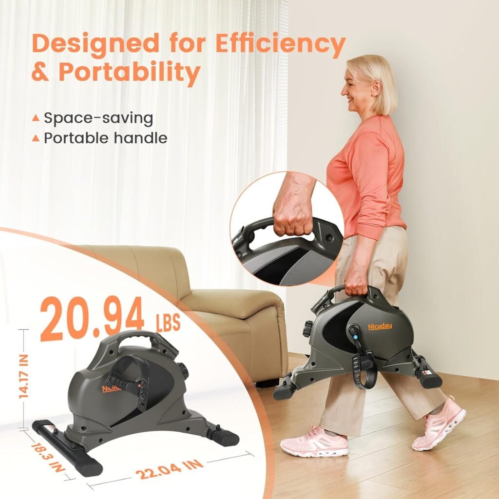 Niceday Under Desk Bike, Pedal Exerciser with 16 Levels Magnetic Resistance, Mini Exercise Bike for Home Office Workout or Physical Therapy