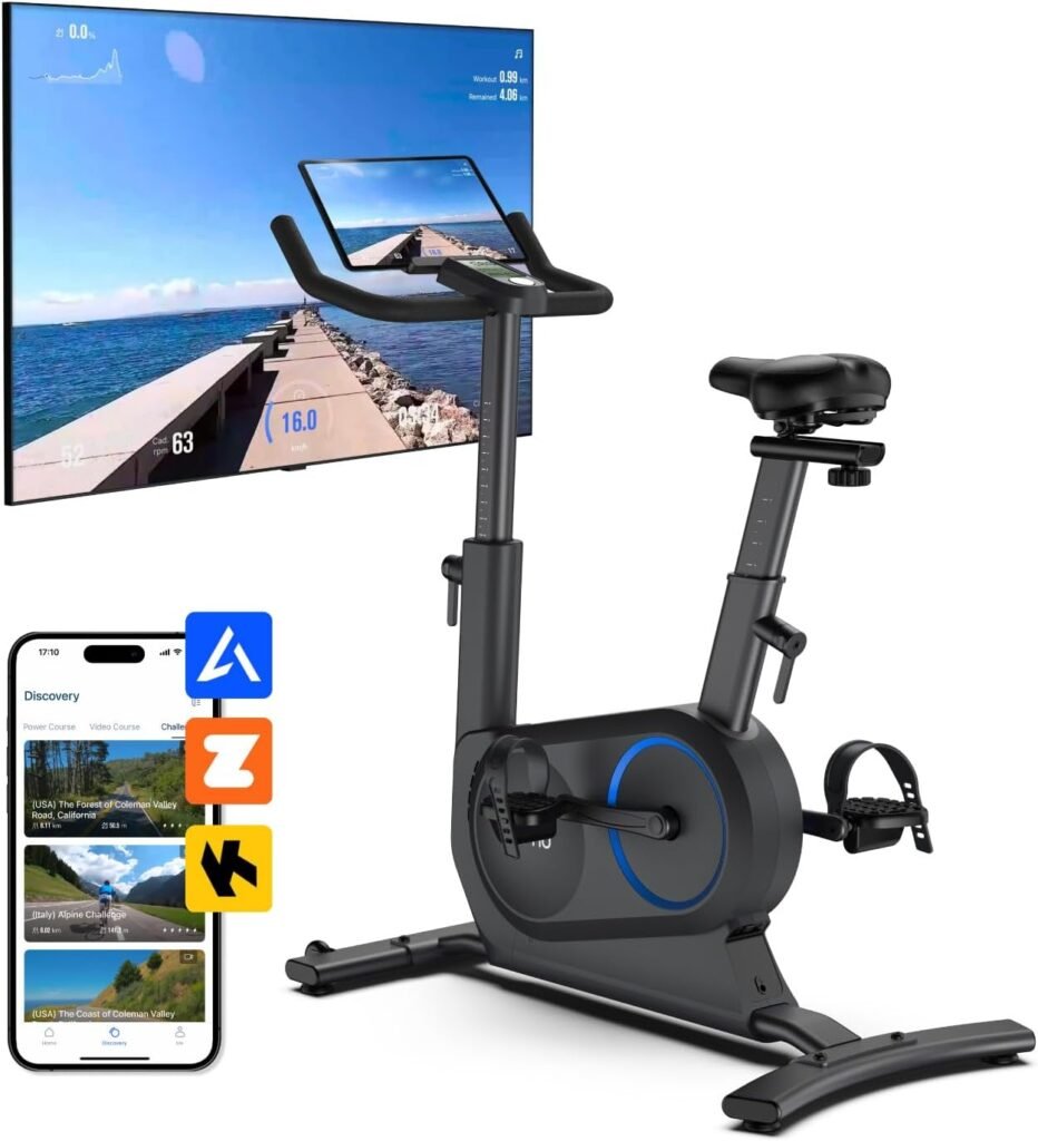 RENPHO Exercise Bike, AI Smart Stationary Bike for Home, Spin Bike with 24-Level Magnetic Resistance, Bluetooth and App Connectivity, Comfortable Seat Cushion for Cardio Gym