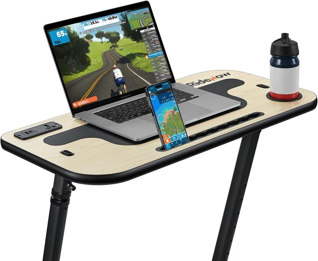 RIDENOW Indoor Bike Trainer Desk Table - Cycling Standing Workstation Work with Computers, Pads, and Phones for Bicycle Fitness Exercise