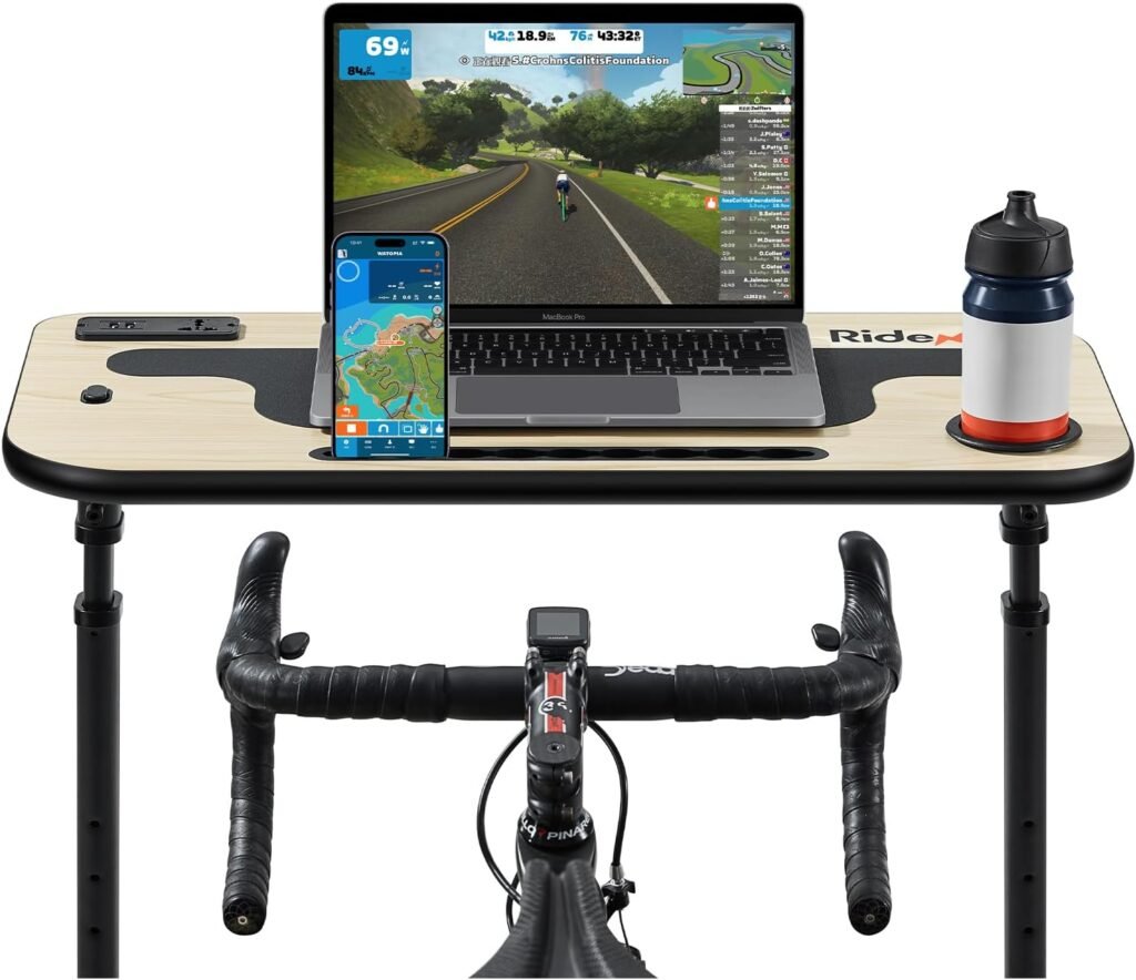 RIDENOW Indoor Bike Trainer Desk Table - Cycling Standing Workstation Work with Computers, Pads, and Phones for Bicycle Fitness Exercise