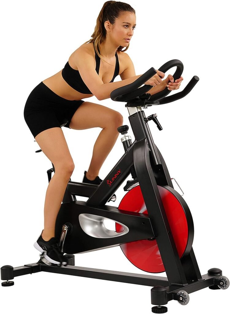 Sunny Health  Fitness Evolution Pro Magnetic Belt Drive Indoor Exercise Cycling Bike