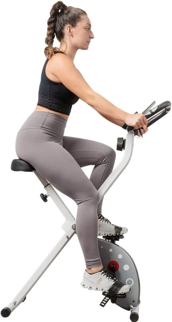 Sunny Health  Fitness Foldable Magnetic Exercise X-Bike Pro, Digital Monitor, Pulse Sensor, Low-Impact, Magnetic Resistance, Ergonomic Support, SunnyFit® App Enhanced Bluetooth Connectivity