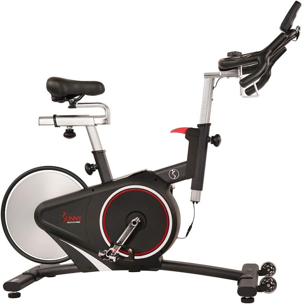 Sunny Health  Fitness Magnetic Rear Belt Drive Indoor Cycling Exercise Bike with RPM Cadence Sensor - SF-B1709, Black