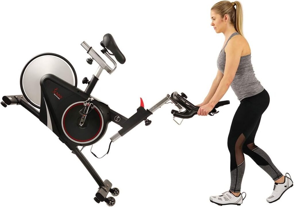 Sunny Health  Fitness Magnetic Rear Belt Drive Indoor Cycling Exercise Bike with RPM Cadence Sensor - SF-B1709, Black