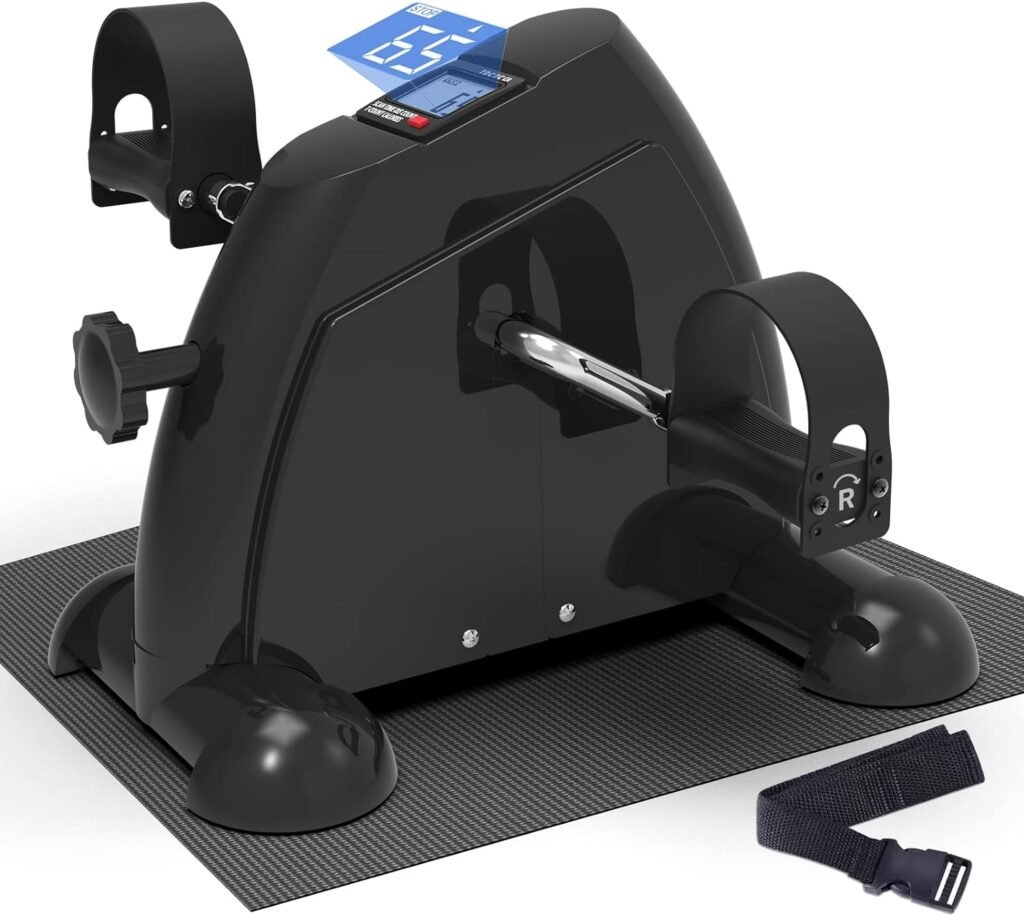 Under Desk Bike Pedal Exerciser for Seniors, Mini Peddler Exerciser with LCD Display  Anti-Slip Mat, Foot Pedal Exerciser for Home Office Legs/Arms Workout, Gifts for Elders