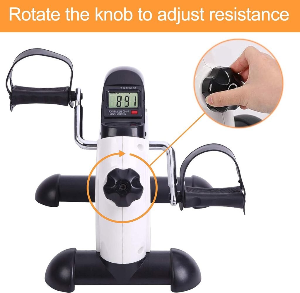 Under Desk Bike Pedal Exerciser Mini Bike for Leg/Arm Bike Mini Peddler with LCD Display for Home/Office