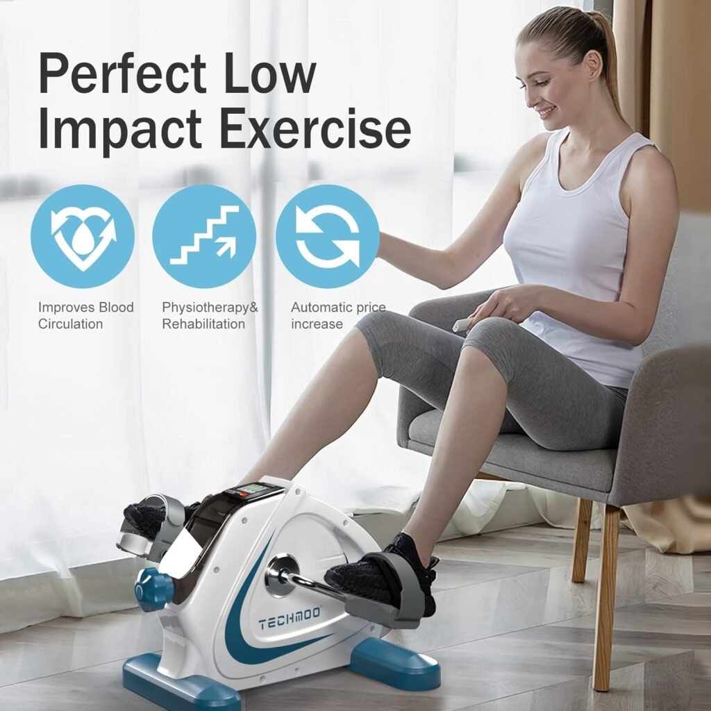 Under Desk Bike Pedal Exerciser Portable Mini Home Exercise Bike with 5LBS Flywheel Sitting Peddler Exerciser for Seniors Legs and Arms Trainer Physical Therapy Equipment Fitness Exercise Bicycle