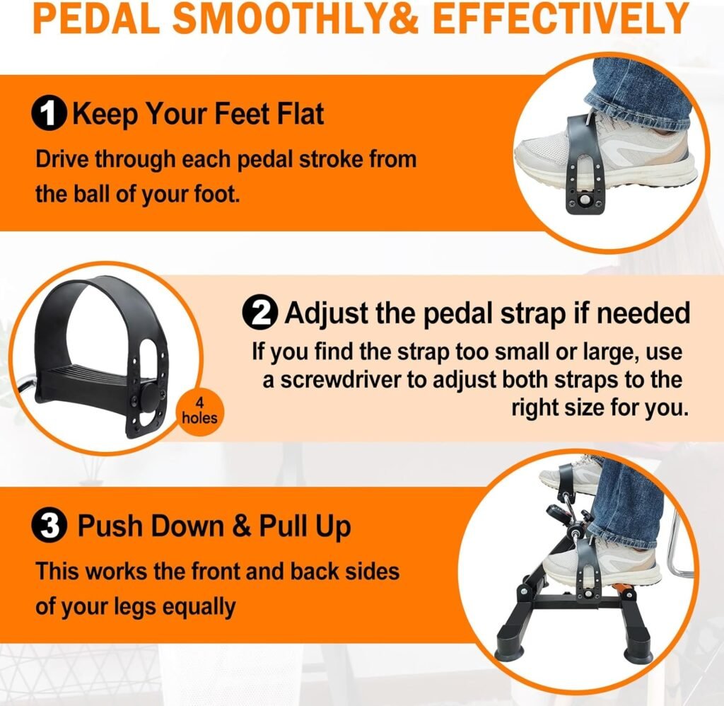 Under Desk Exercise Bike, Pedal Exerciser, Adjustable  Foldable Cycle Bike for Office, Peddler Exerciser for Seniors with Display, Fitness Exerciser for Arm  Leg Workout