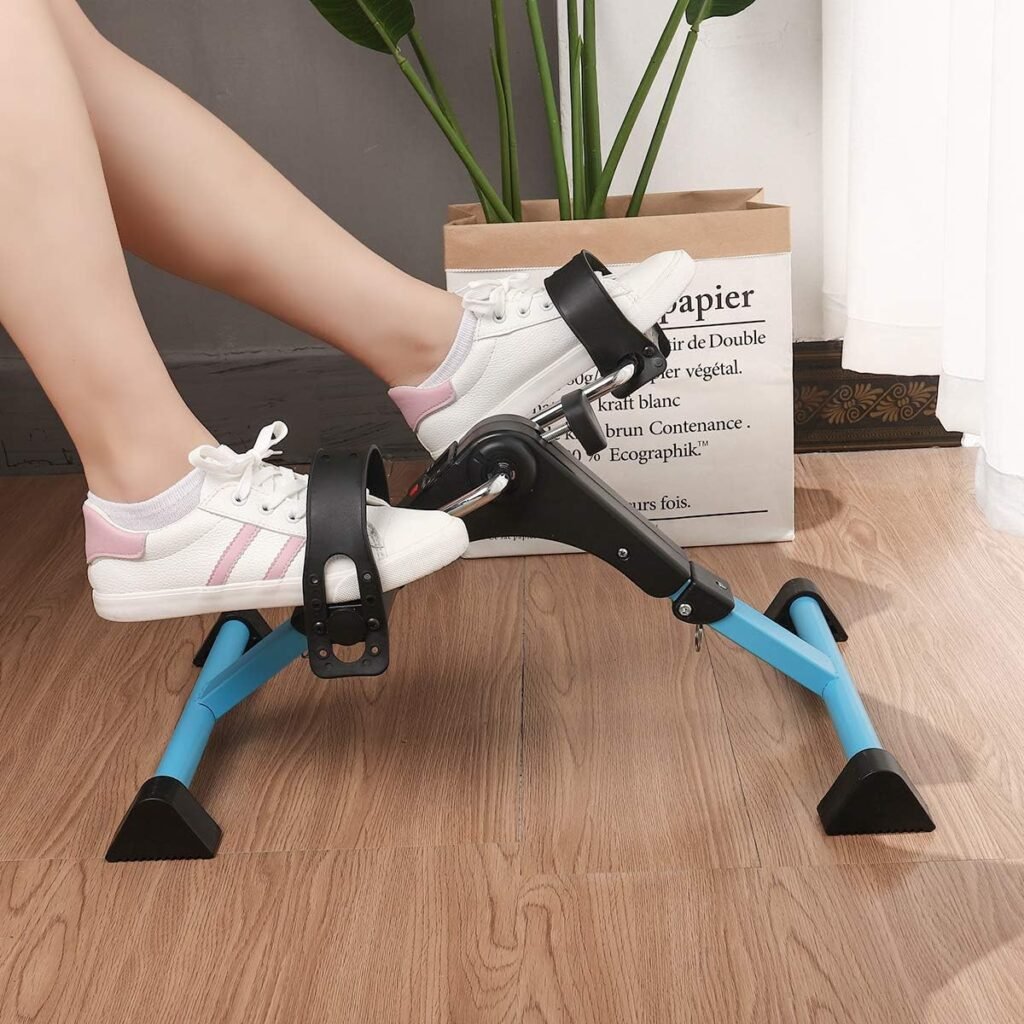 AHMED Folding Under Desk Bike Pedal Exerciser for Arm/Leg Medical Fitness Exercise Bike Mini Portable Home Workout