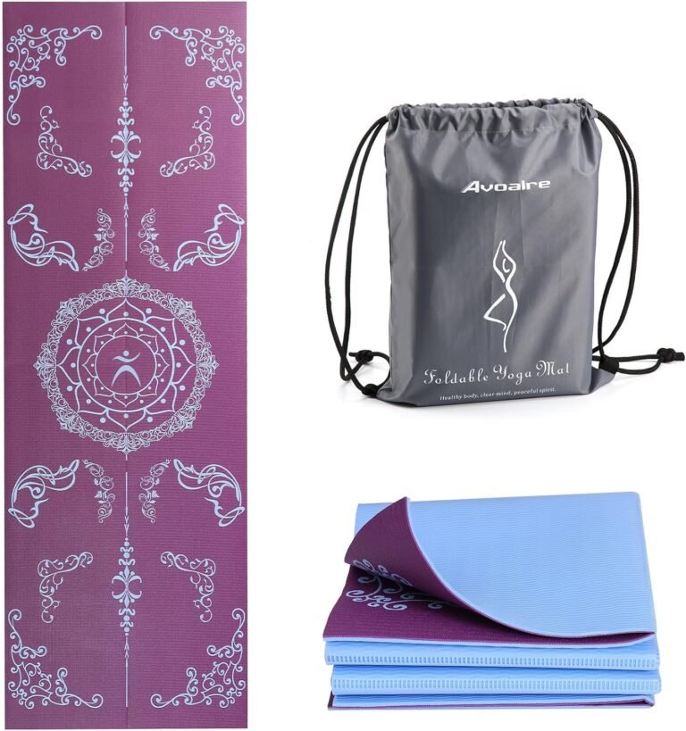 avoalre foldable yoga mat eco friendly travel yoga mat packable double sided non slip pvc yoga mat with bag for home wor