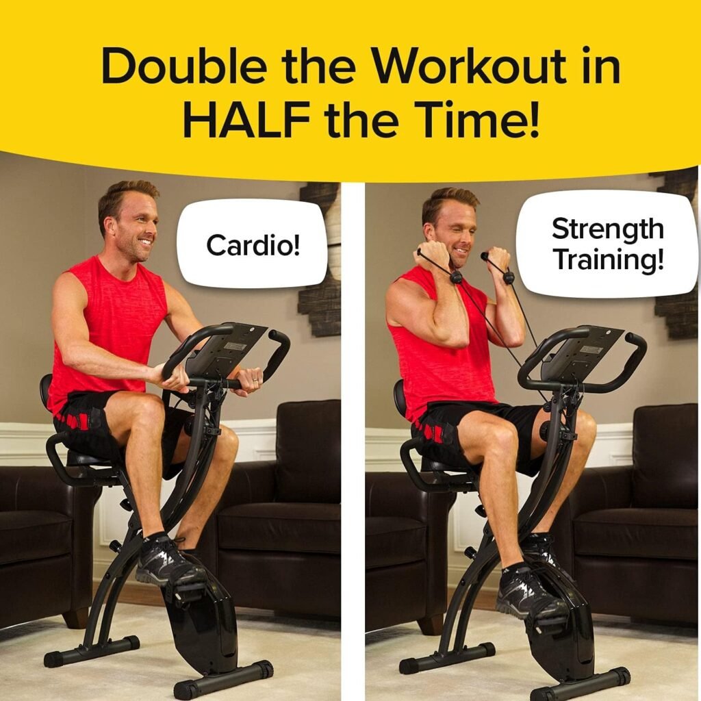 BulbHead As Seen On TV Slim Cycle Stationary Bike, Most Comfortable Exercise Machine, Thick, Extra-Wide Seat  Back Support Cushion, Recline or Upright Position, Twice The Results in Half The Time