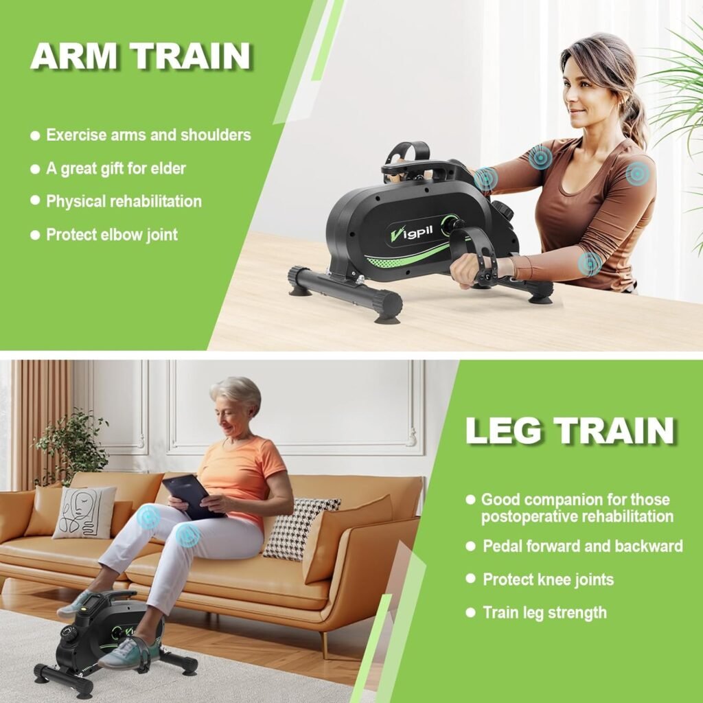 Exercise Bike, Pedal Exerciser Under Desk Bike Pedal Bike for Home/Office Workout - Magnetic Mini Exercise Bike for Arm/Leg Exercise