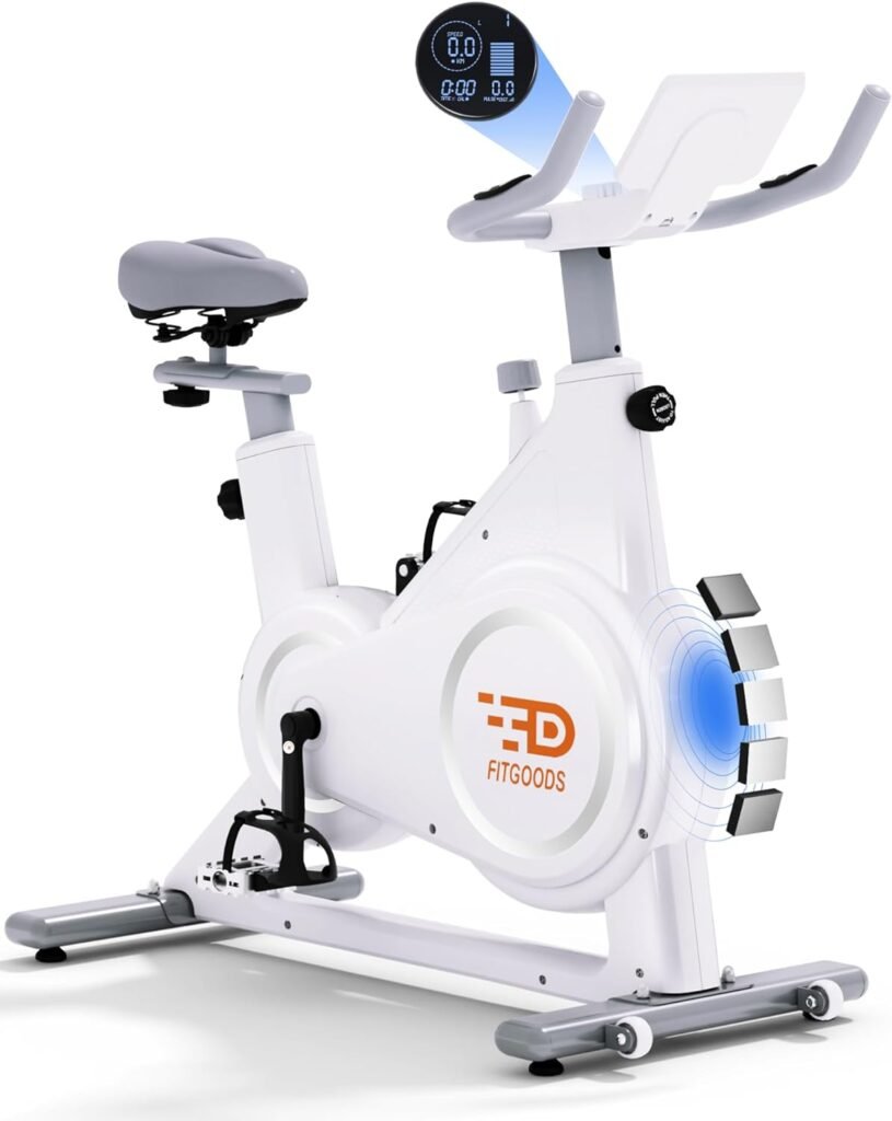 Exercise Bike Stationary Bike with Magnetic, Indoor Cycling Bike Stationary for Home, Spin Bike with Built-In Bluetooth Sensor and Digital Display, Workout Bike with iPad Mount