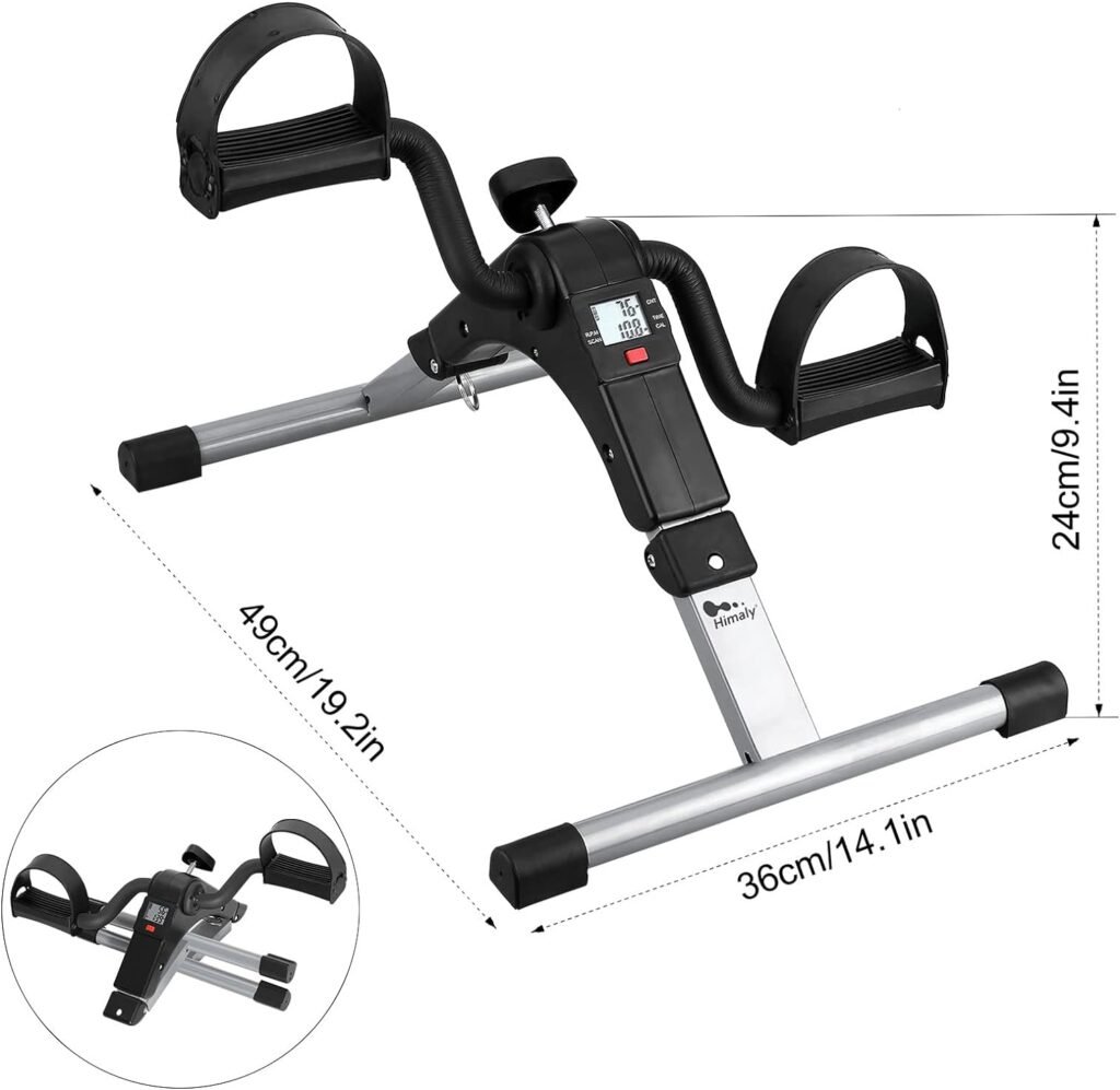 Folding Pedal Exerciser - Mini Exercise Bike Under Desk Bike Pedal Exerciser with LCD Display for Arms and Legs Workout, Portable Desk Bike Peddler Machine for Adults  Seniors