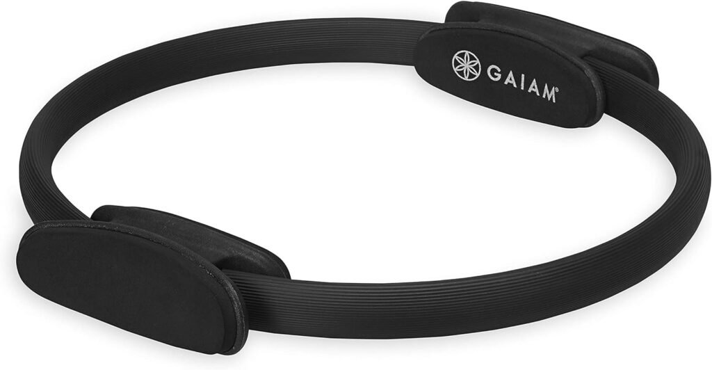 Gaiam Pilates Ring 15 Fitness Circle - Lightweight  Durable Foam Padded Handles | Flexible Resistance Exercise Equipment for Toning Arms, Thighs/Legs  Core, Black
