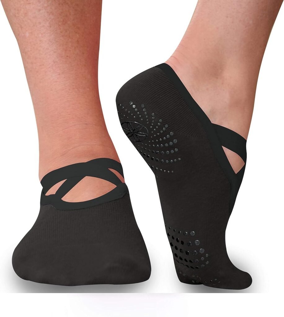 Gaiam Yoga Barre Socks - Non Slip Sticky Toe Grip Accessories for Women  Men