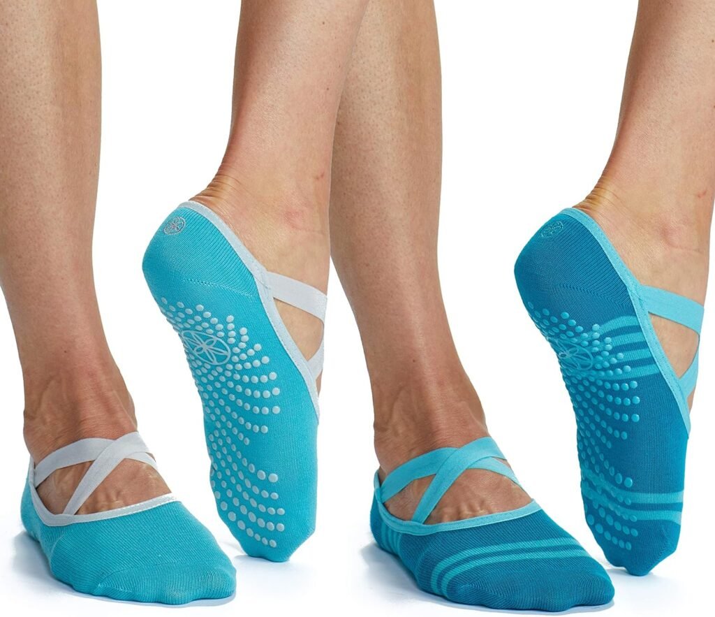 Gaiam Yoga Barre Socks - Non Slip Sticky Toe Grip Accessories for Women  Men