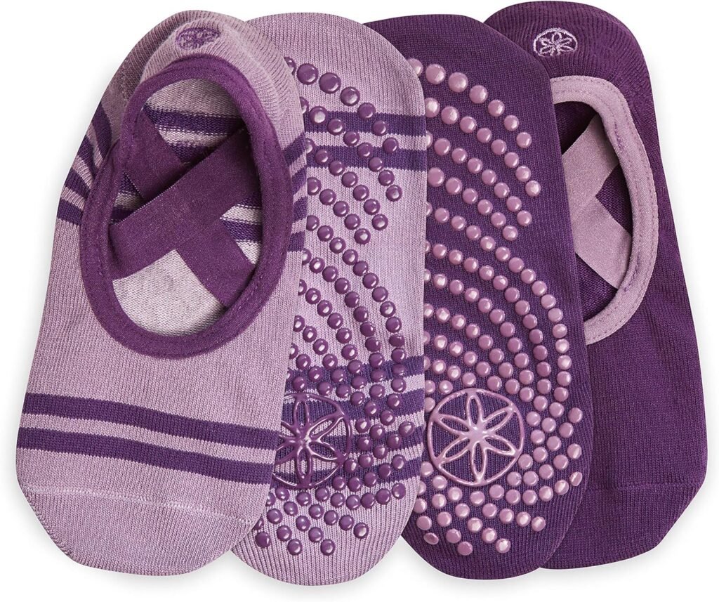 Gaiam Yoga Barre Socks - Non Slip Sticky Toe Grip Accessories for Women  Men