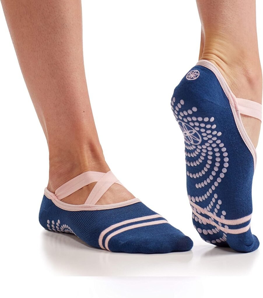 Gaiam Yoga Barre Socks - Non Slip Sticky Toe Grip Accessories for Women  Men