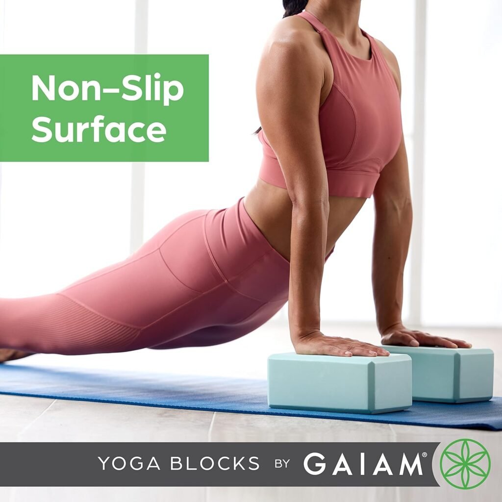 Gaiam Yoga Block - Supportive Latex-Free Eva Foam - Soft Non-Slip Surface with Beveled Edges for Yoga, Pilates, Meditation - Yoga Accessories for Stability, Balance, Deepen Stretches (Cool Mint)