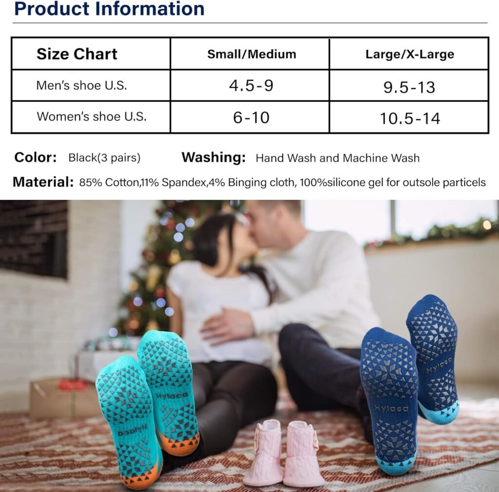 Hylaea Unisex Non Slip Socks with Grip for Yoga, Hospital, Pilates, Barre | Ankle, Cushioned