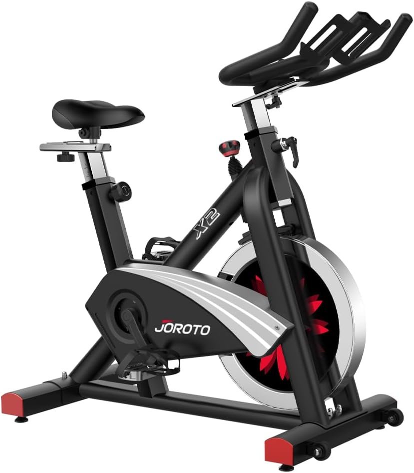 JOROTO X2 Stationary Exercise Bike | X2PRO/X4S Bluetooth Magnetic Belt Drive Indoor Cycling Bike, 300/330 Pounds Loads + 44 Days Free Kinomap Membership