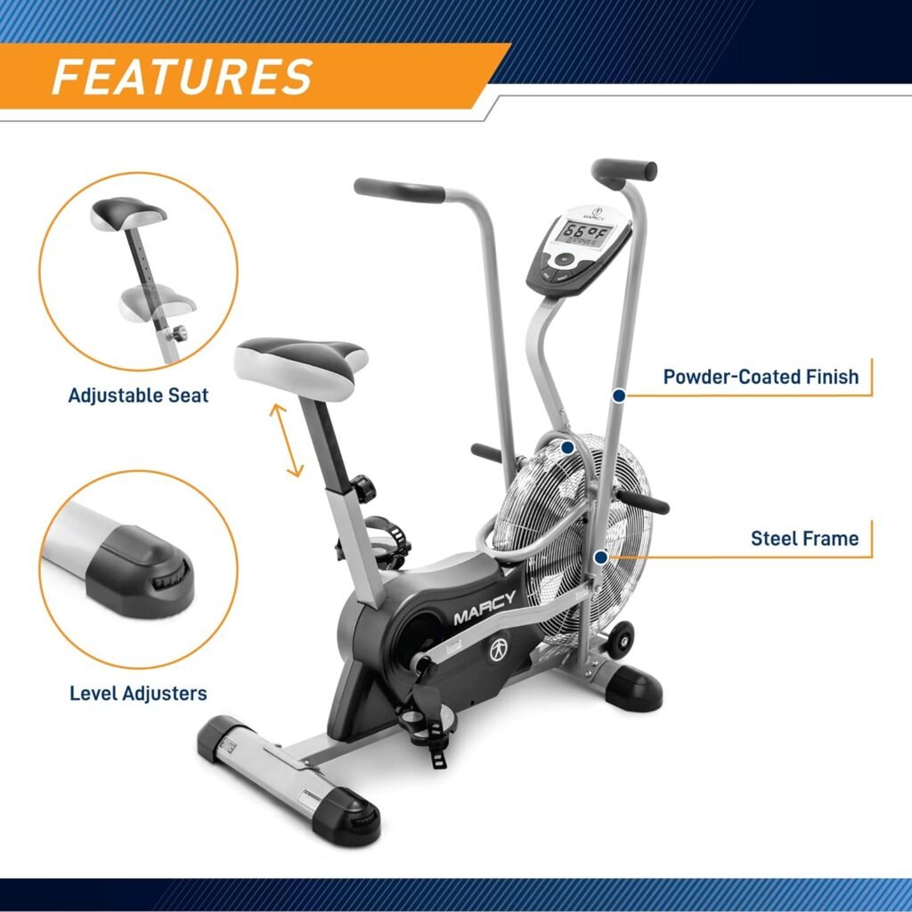 Marcy Air-Resistance Exercise Fan Bike With Dual Acction Handlebars