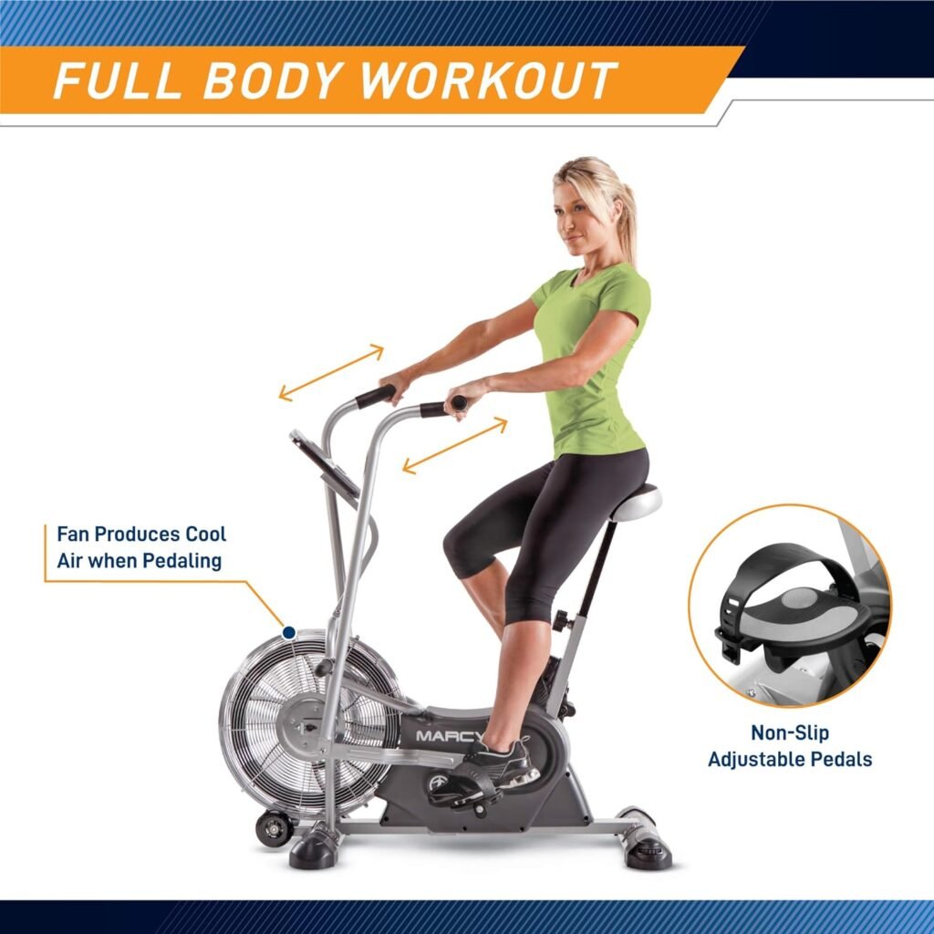 Marcy Air-Resistance Exercise Fan Bike With Dual Acction Handlebars