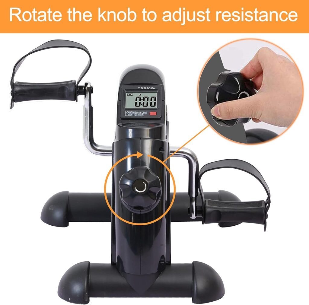 Pedal Exerciser Under Desk Bike Mini Exercise Bike for Leg and Arm Cycling Exercise Portable Peddler with LCD Display