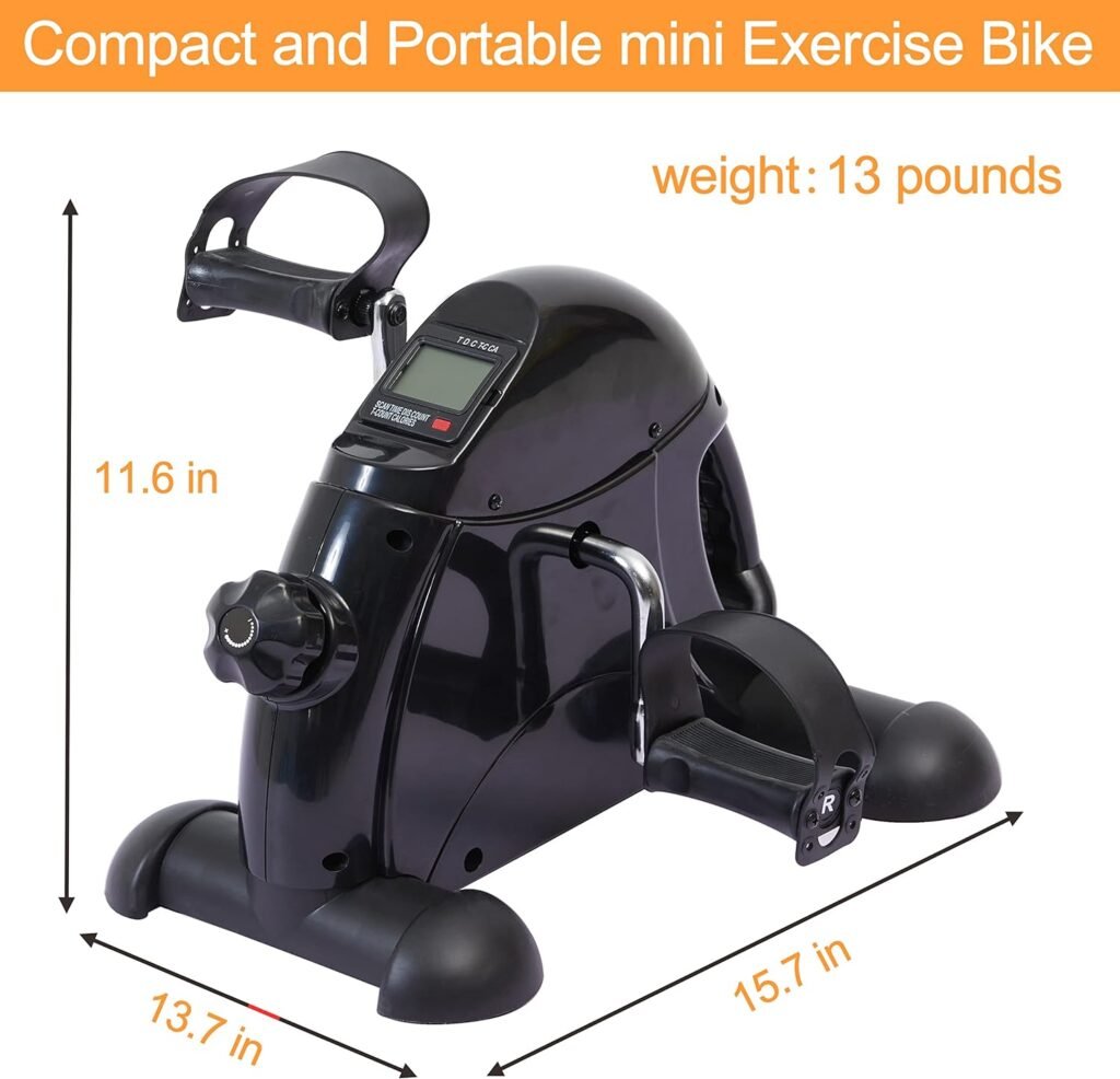 Pedal Exerciser Under Desk Bike Mini Exercise Bike for Leg and Arm Cycling Exercise Portable Peddler with LCD Display