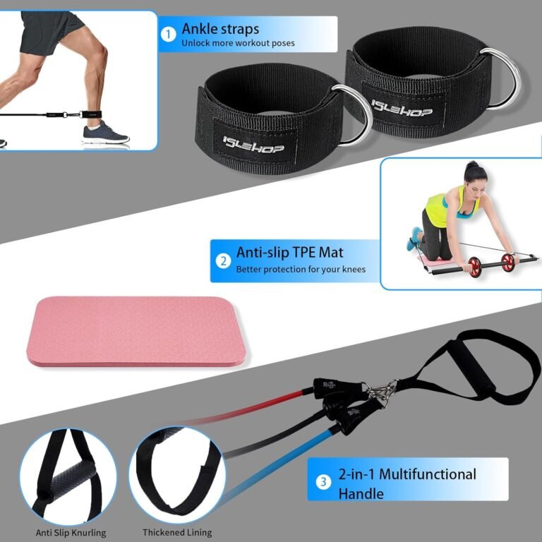 pilates bar kit with 6 resistance bands304050lbsyoga exercise bar with ab rollerportable home gym for women and men work 3