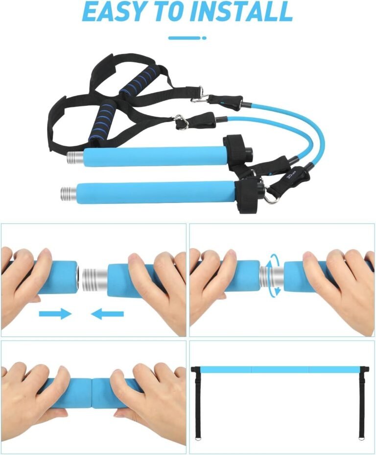 pilates bar kit with resistance bands 3 section portable pilates bar workout equipment for legshipwaist and arm easy to 1 2