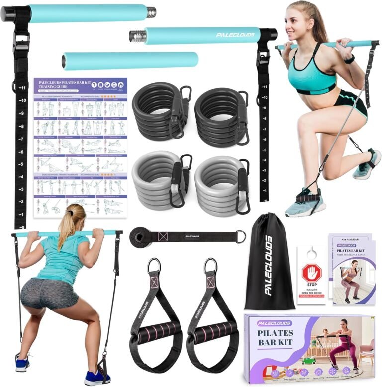 pilates bar kit with resistance bands for women multifunctional 3 section screw pilates bar with metal adjustment buckle