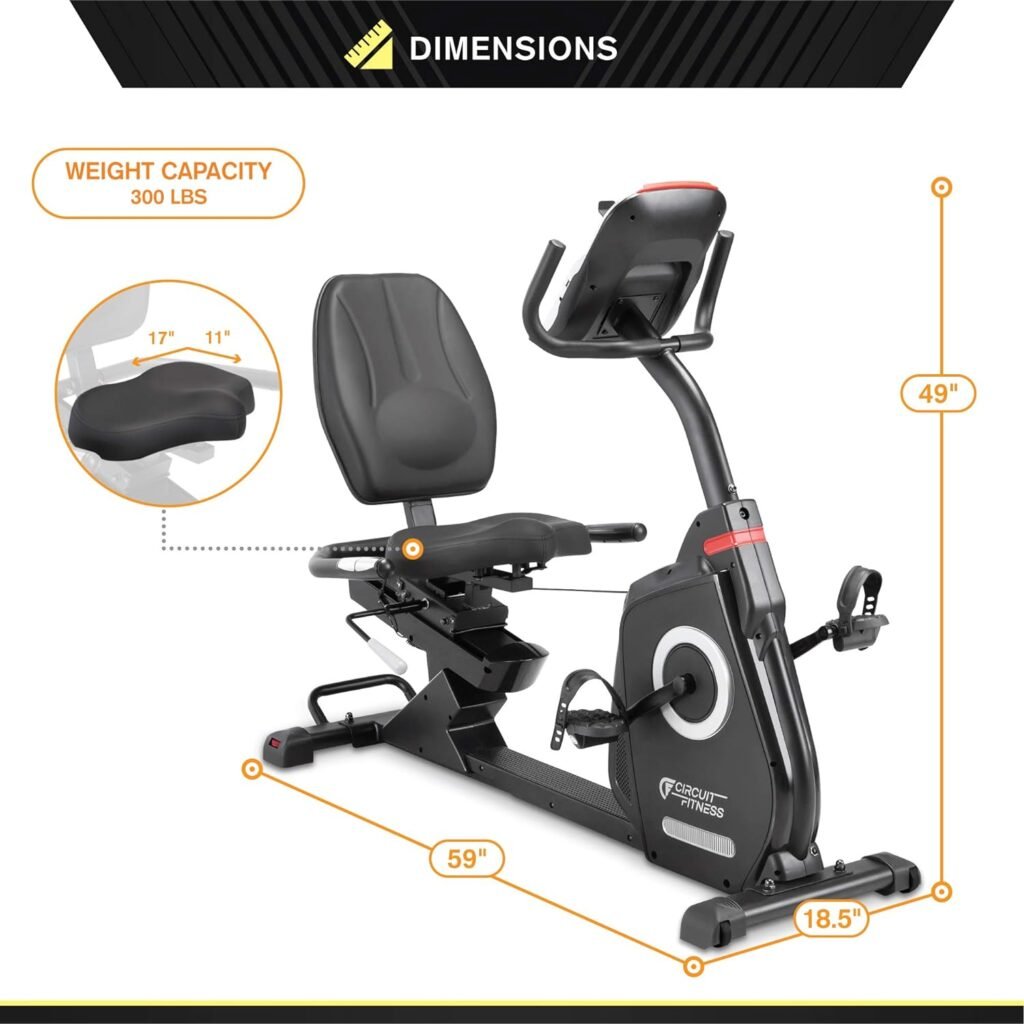 Recumbent Magnetic Exercise Bike with 15 Workout Programs, LCD and Heart Rate Monitor