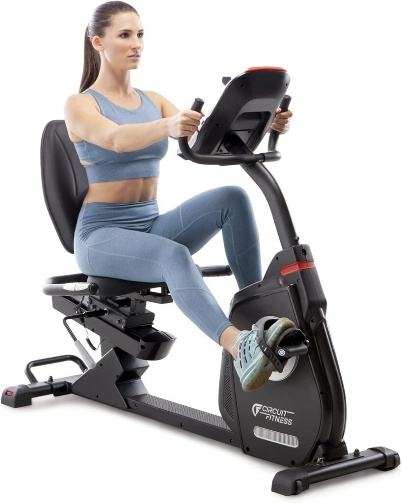 Recumbent Magnetic Exercise Bike with 15 Workout Programs, LCD and Heart Rate Monitor