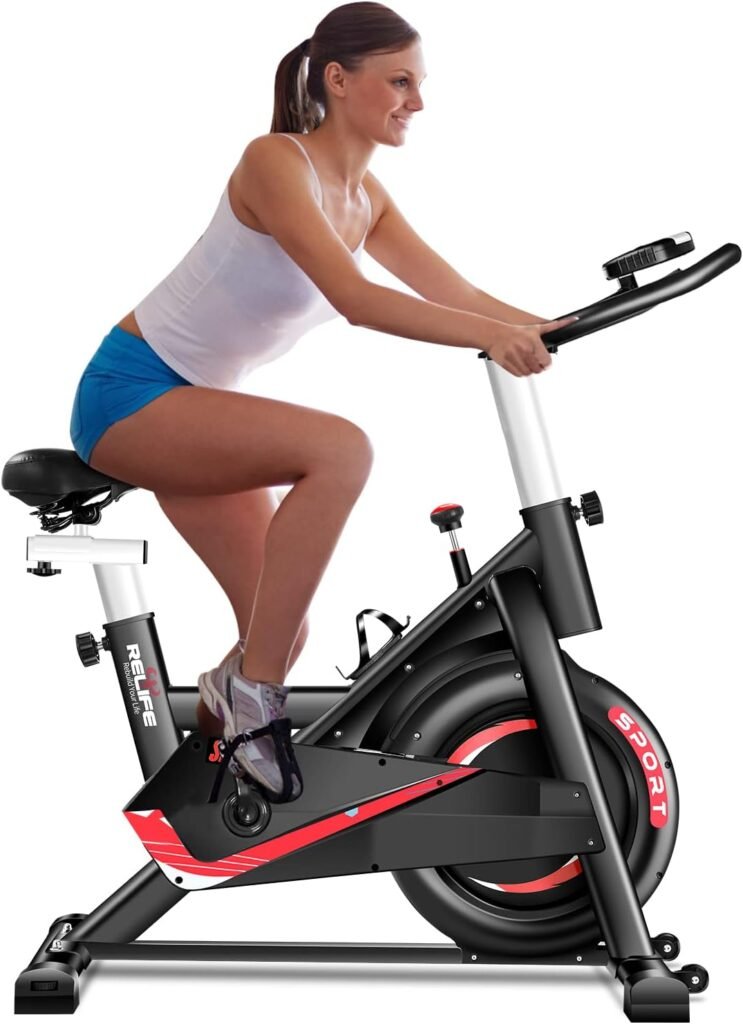 RELIFE REBUILD YOUR LIFE Exercise Bike Indoor Cycling Bike Fitness Stationary All-inclusive Flywheel Bicycle with Resistance for Gym Home Cardio Workout Machine Training New Version